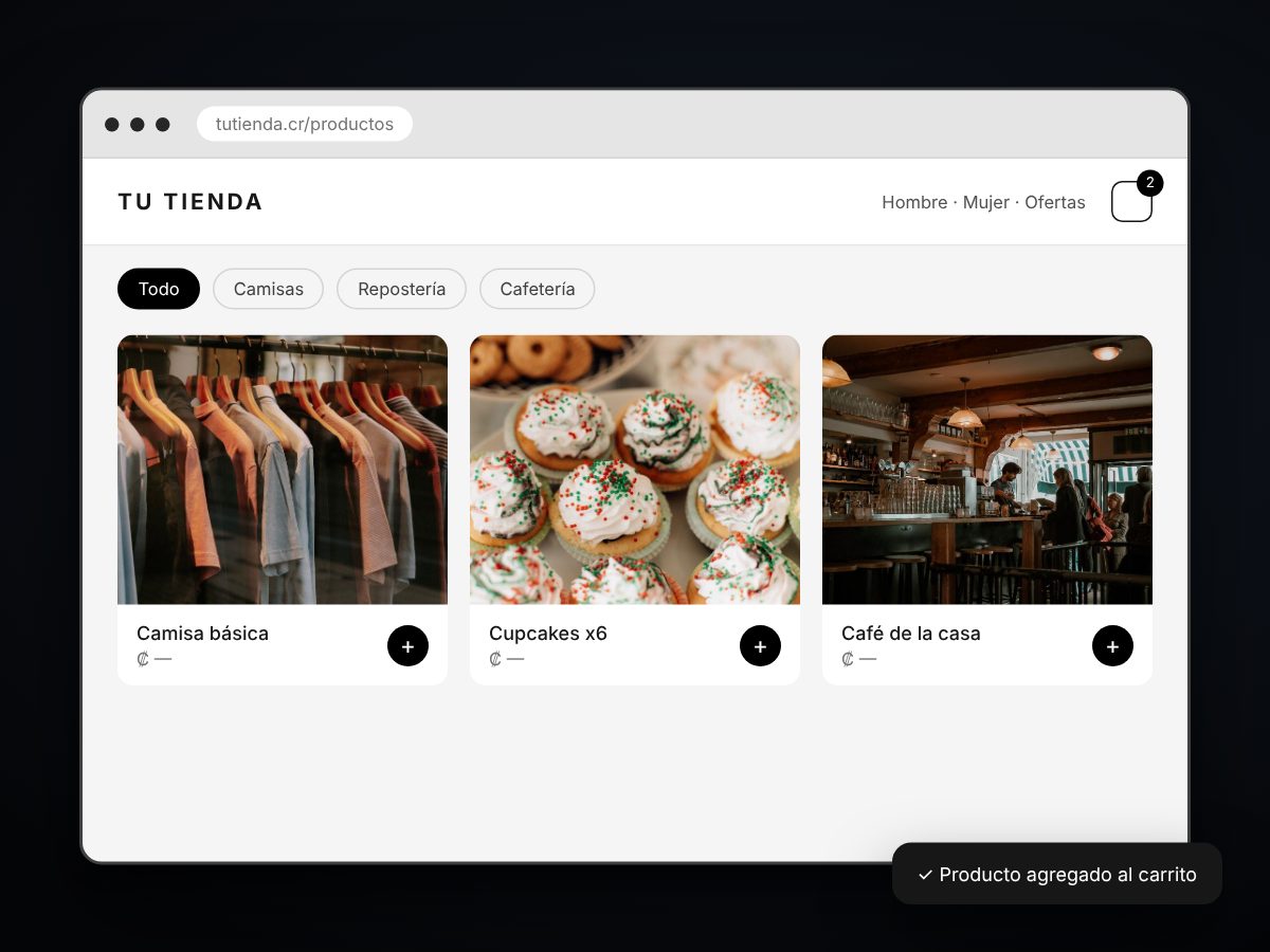 Tienda en línea con catálogo de productos y carrito